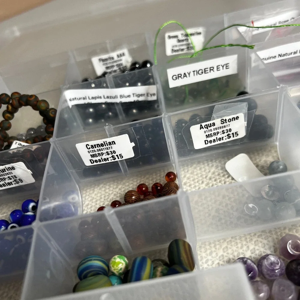 Gemstone Bead Lot Natural Stone Fluorite Quartz Obsidian Amethyst Jewelry Making